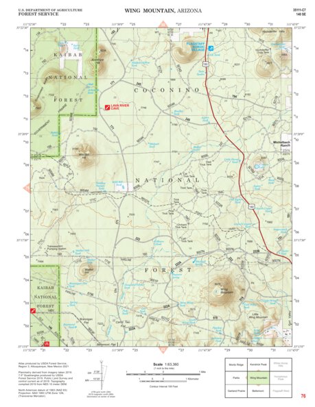 Kaibab National Forest Quadrangle Map Atlas: pg 76 Wing Mountain Preview 1
