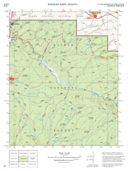 Kaibab National Forest Quadrangle Map Atlas: pg 47 Tusayan East Preview 1