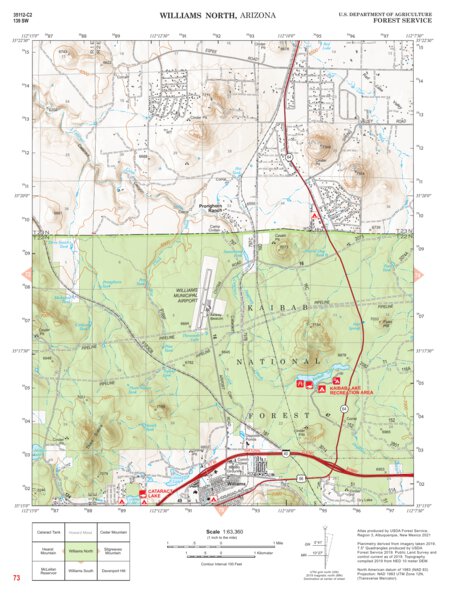 Kaibab National Forest Quadrangle Map Atlas: pg 73 Williams North Preview 1