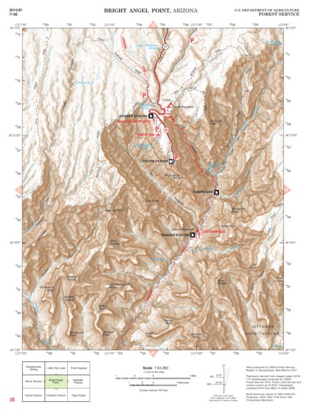 Kaibab National Forest Quadrangle Map Atlas: pg 35 Bright Angle Point Preview 1