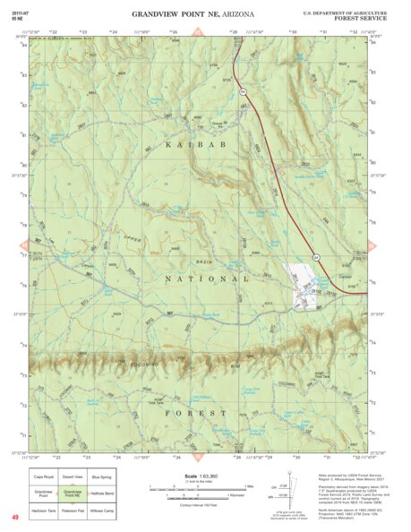Kaibab National Forest Quadrangle Map Atlas: pg 49 Grandview Point NE Preview 1