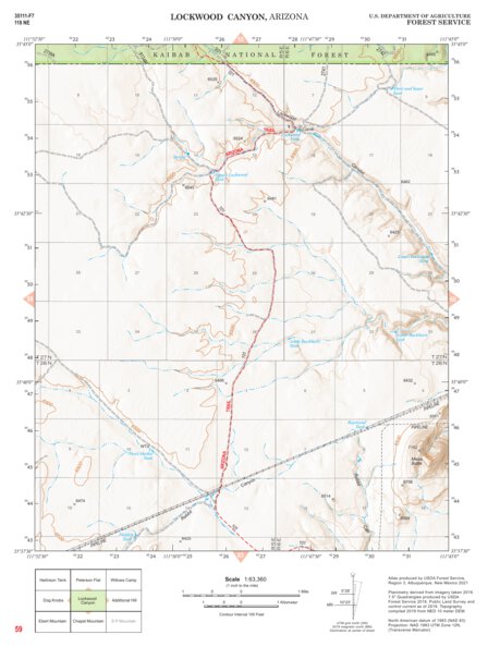 Kaibab National Forest Quadrangle Map Atlas: pg 59 Lockwood Canyon Preview 1