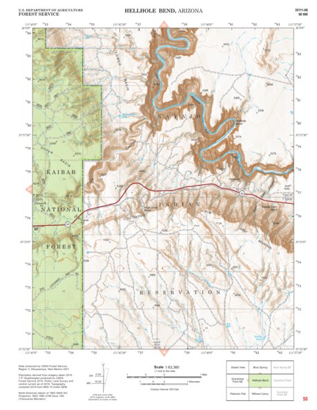 Kaibab National Forest Quadrangle Map Atlas: pg 50 Hellhole Bend Preview 1