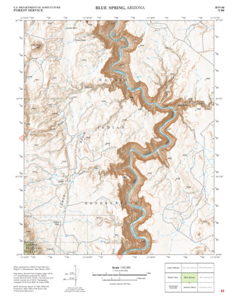 Kaibab National Forest Quadrangle Map Atlas: pg 44 Blue Spring Preview 1