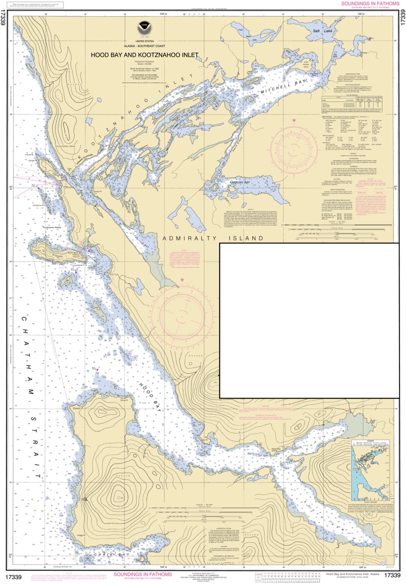 Hood Bay And Kootznahoo Inlet Map by National Oceanographic ...
