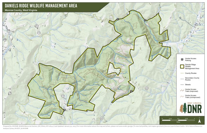 Daniels Ridge Wildlife Management Area Map by WV Division of Natural ...