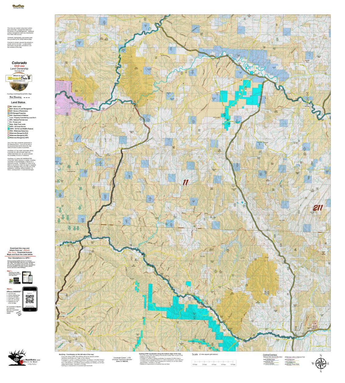 Co Unit 11 Land Ownership Map by Colorado HuntData LLC | Avenza Maps