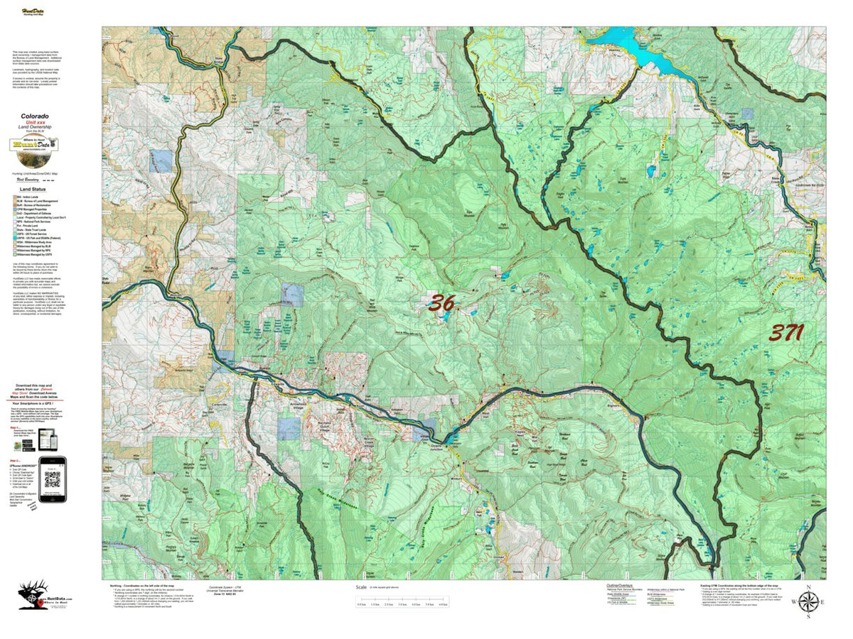 Co Unit 36 Land Ownership Map by Colorado HuntData LLC | Avenza Maps