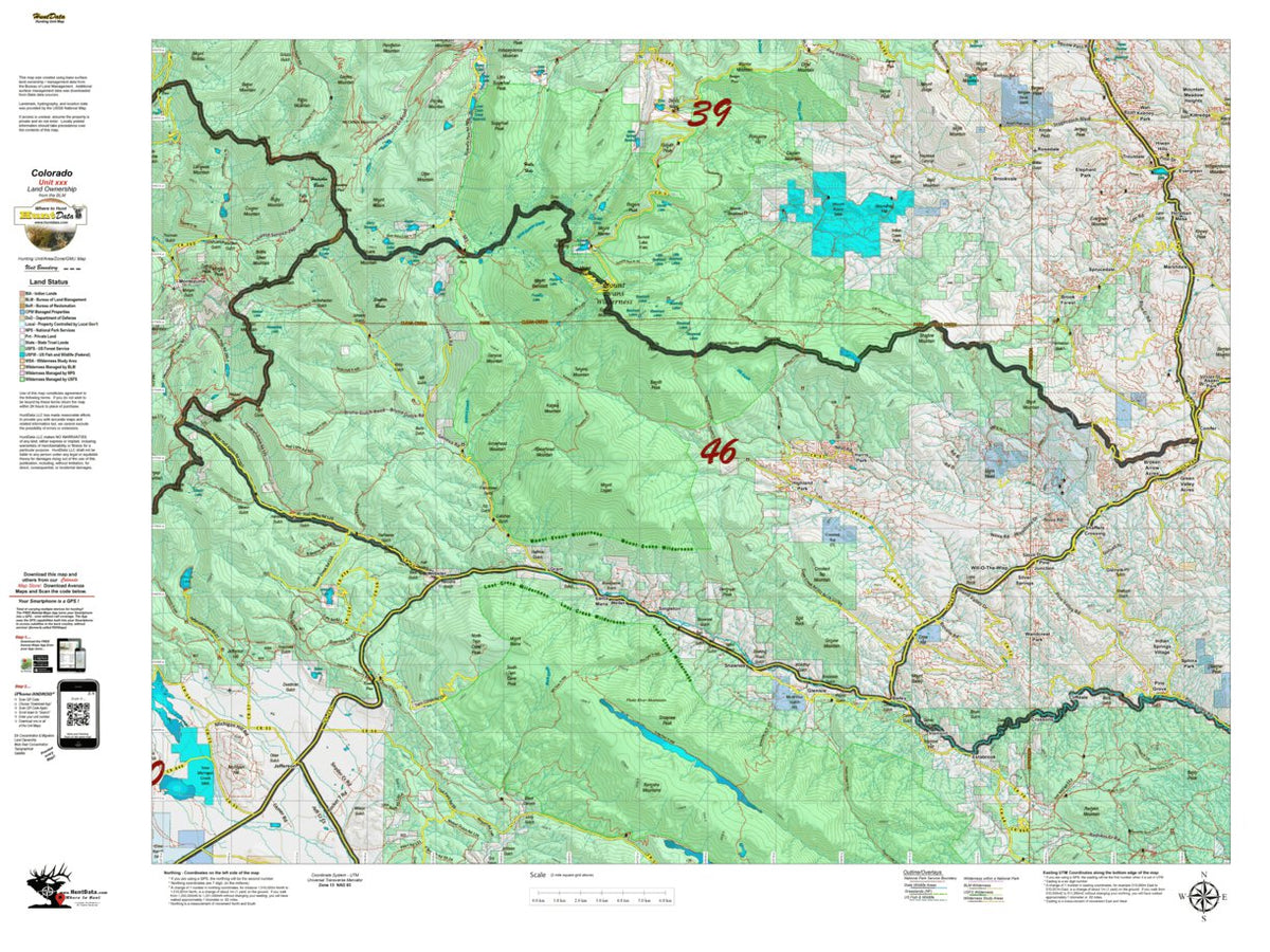 Co Unit 46 Land Ownership Map by Colorado HuntData LLC | Avenza Maps