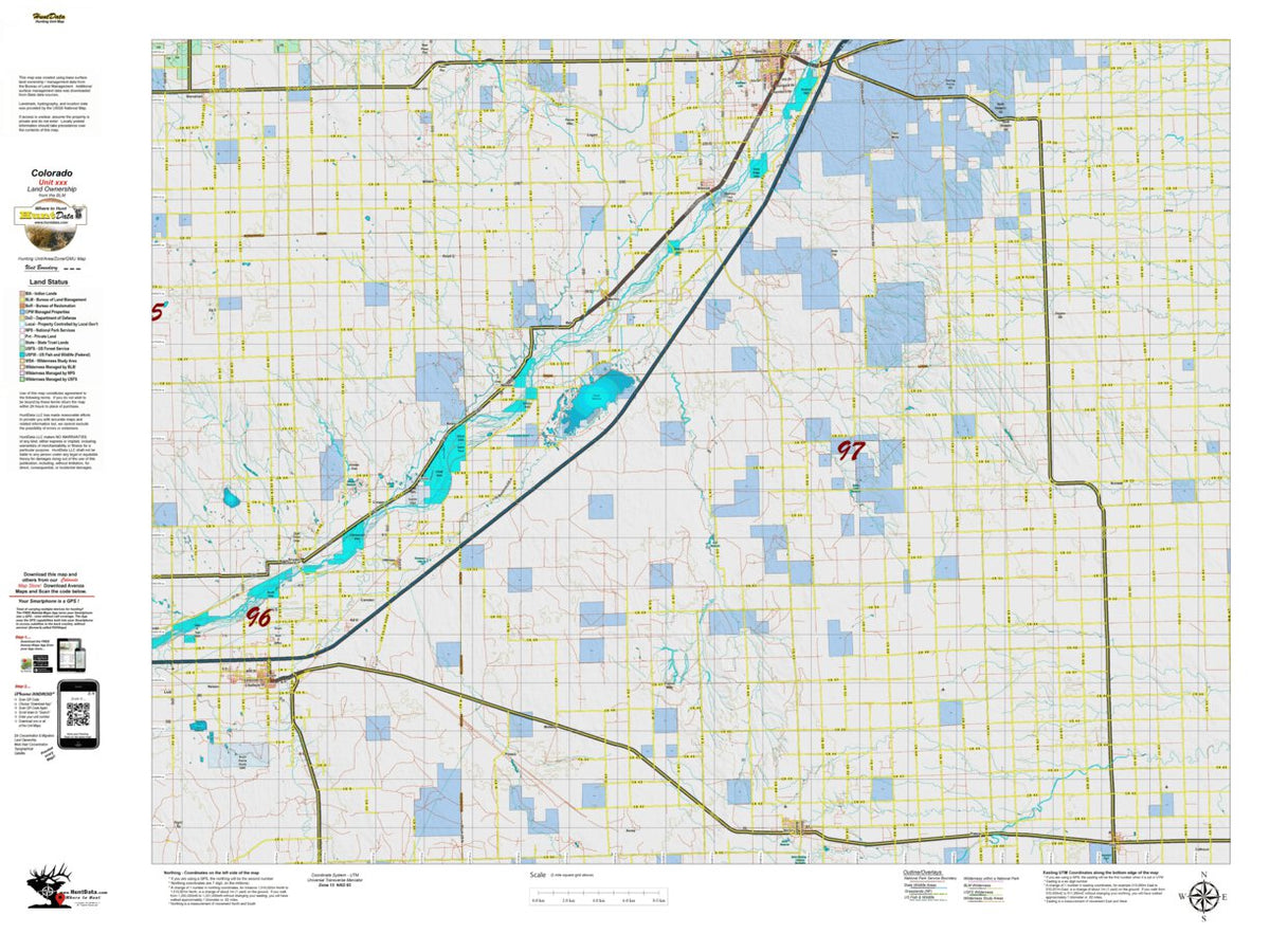 Co Unit 97 Land Ownership Map by Colorado HuntData LLC | Avenza Maps