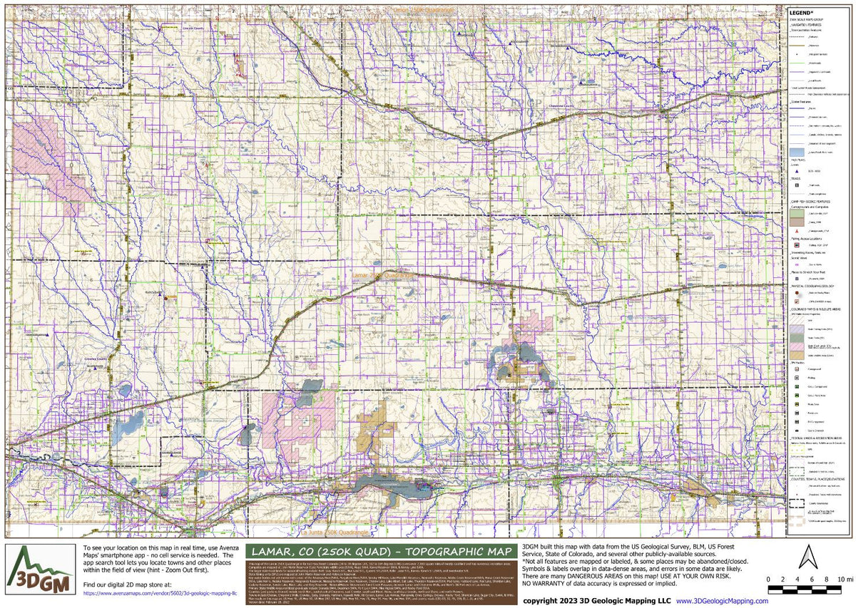 Lamar, CO Topographic Map for Navigation and Recreation by 3D Geologic ...