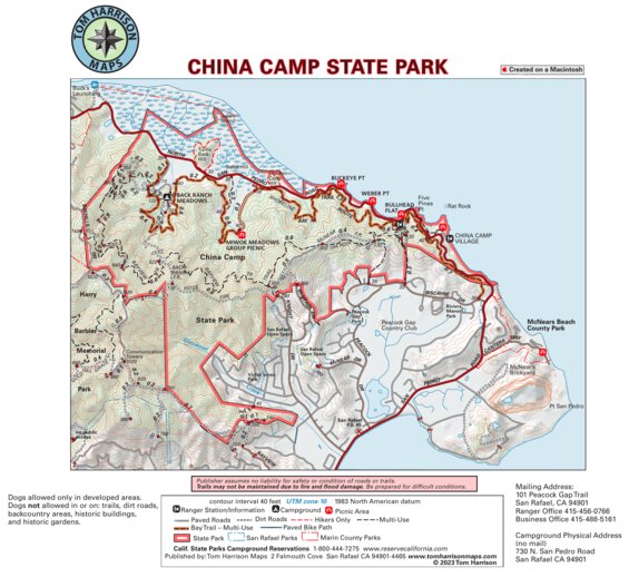 China Camp State Park Map by Tom Harrison Maps