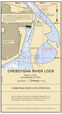 Inland Route Michigan Cheyboygan River Lock 3 Inset Map by National ...