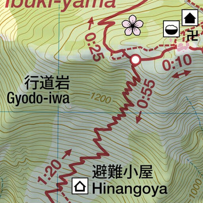 Ibuki-yama 伊吹山 Hiking Map (Chubu, Japan) 1:25,000 Preview 2
