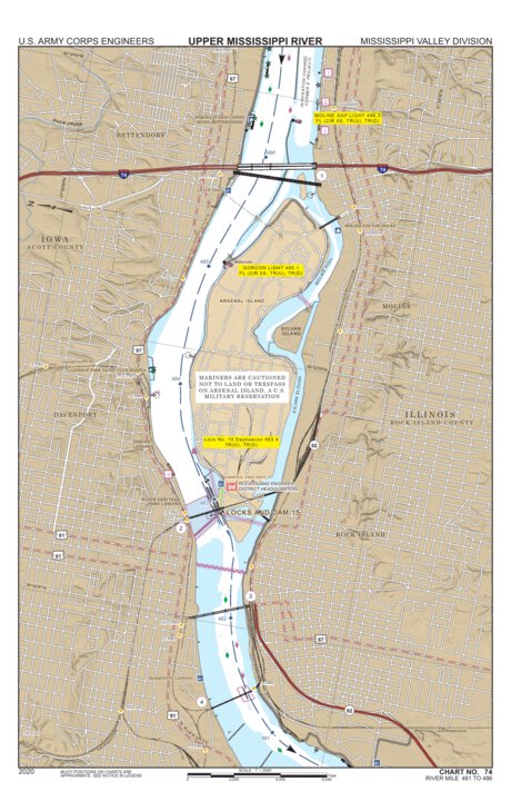 Chart 74 - Upper Mississippi River Miles 486-481 Preview 1
