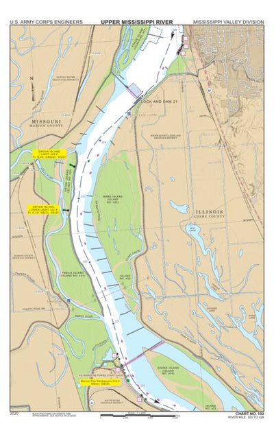 Chart 102 - Upper Mississippi River Miles 326-320 Preview 1