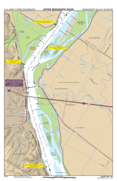Chart 104 - Upper Mississippi River Miles 313-307 Preview 1
