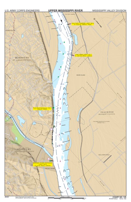 Chart 129 - Upper Mississippi River Miles 165-159 Preview 1