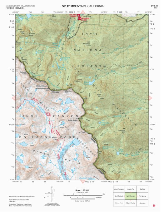 Split Mountain Map by US Forest Service R5 | Avenza Maps