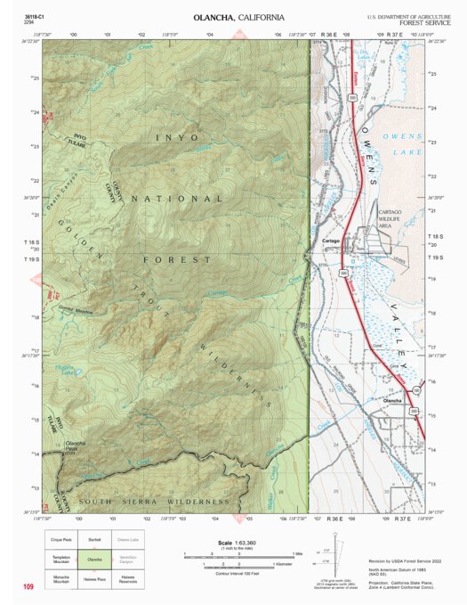 Olancha Map by US Forest Service R5 | Avenza Maps