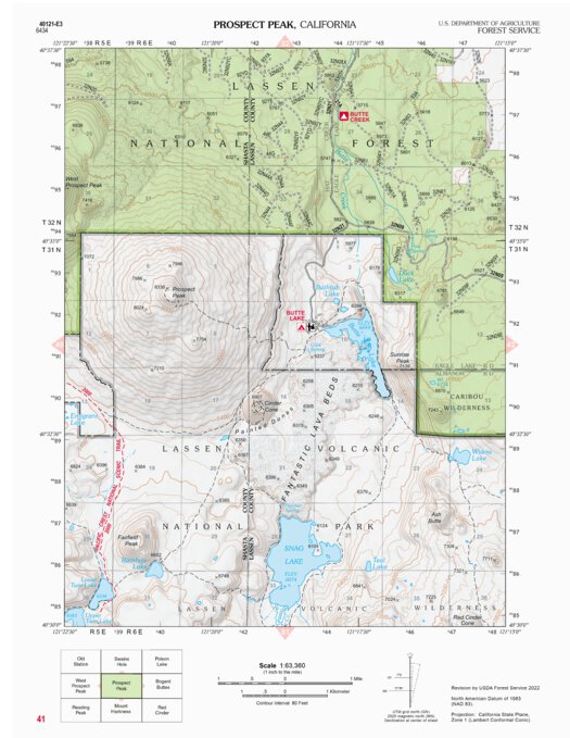 Prospect Peak Map by US Forest Service R5 | Avenza Maps