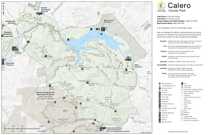 Calero County Park Guide Map by Santa Clara County Parks and Recreation ...