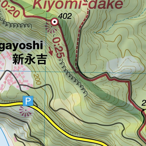 Kiyomi-dake 清見岳 Hiking Map (Kyushu, Japan) 1:20,000 by