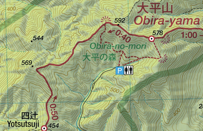 Obira-yama 大平山 Hiking Map (Chubu, Japan) 1:25,000 Preview 2