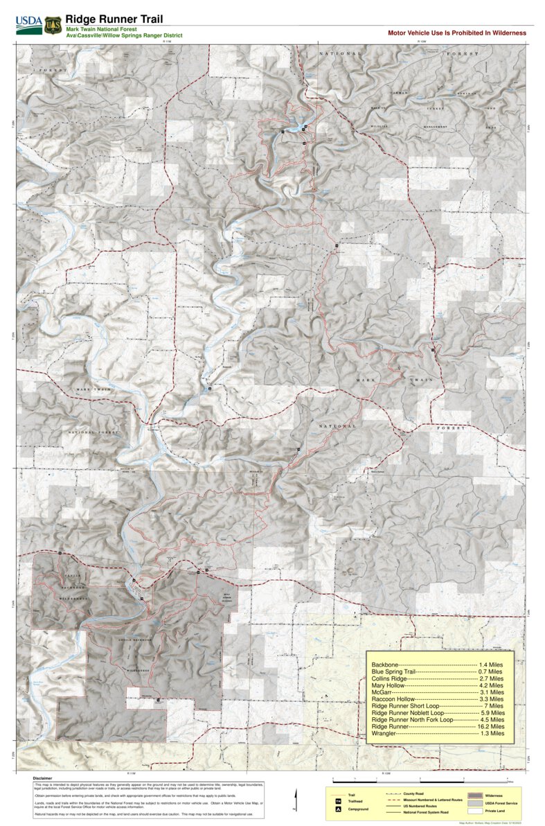 Mark Twain National Forest - Ridge Runner Trail Map by US Forest ...