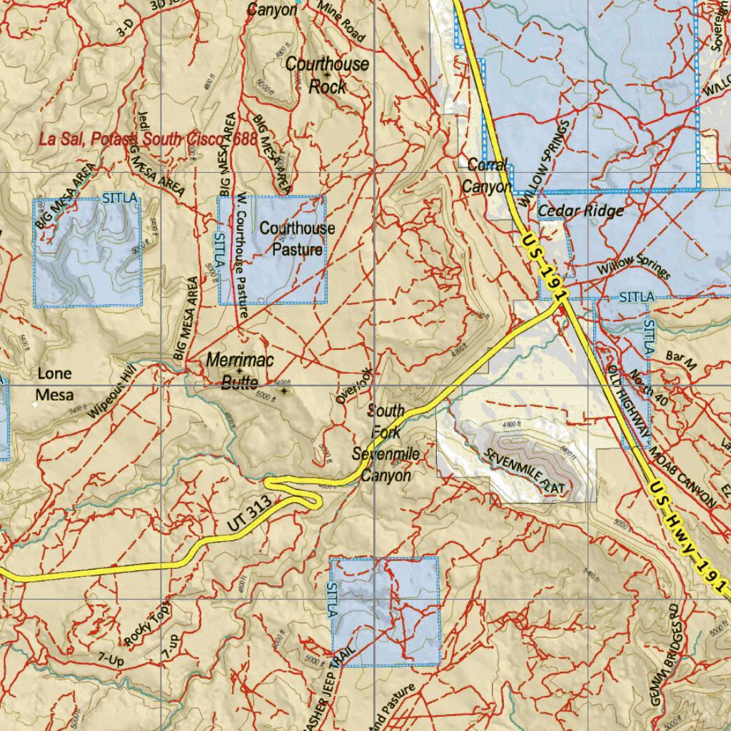 UT La Sal Potash South Cisco 688 Hybrid Elk Map by Utah HuntData LLC ...