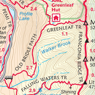 AMC White Mountains Trail Map 2: Franconia-Pemigewasset Preview 3