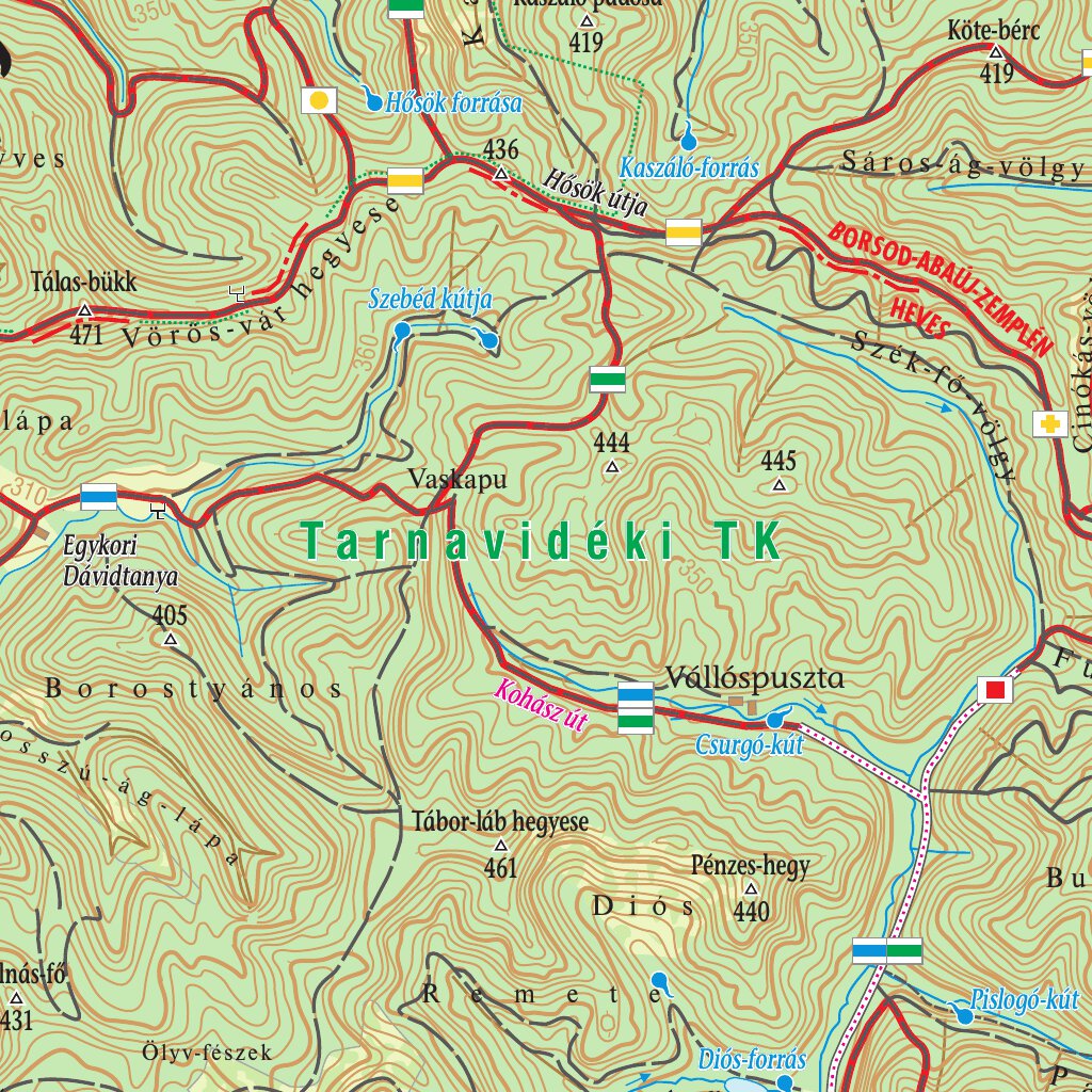 Heves-Borsodi-dombság, Vajdavár-hg, Felső-Tarnai-dombság turistatérkép ...