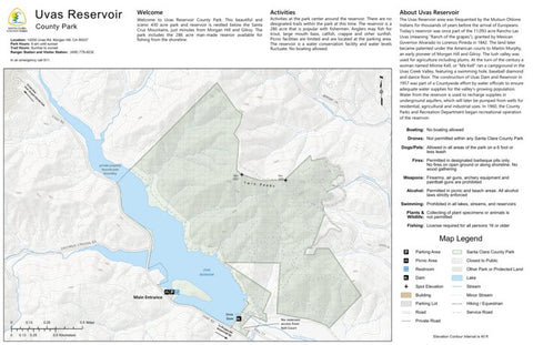 Uvas Reservoir County Park Guide Map Preview 1