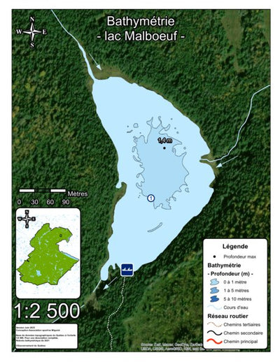 Bathymétrie lac Malboeuf - zec Rivière-Blanche Preview 1