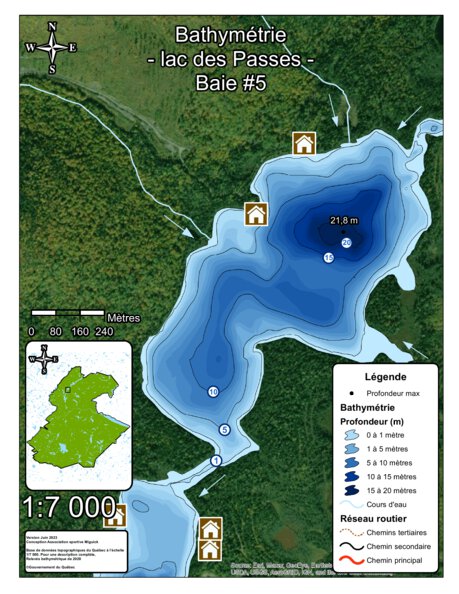 Bathymétrie lac des Passes - Baie #5 - zec Rivière-Blanche Preview 1