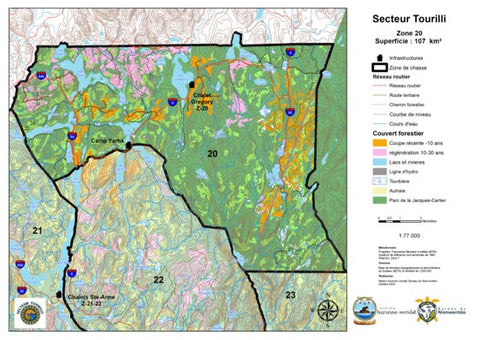 Zone 20 - Secteur Tourilli Reserve Faunique des Laurentides Carte Preview 1