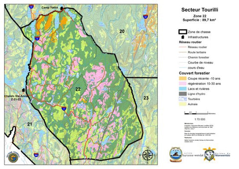 Zone 22 - Secteur Tourilli Reserve Faunique des Laurentides Carte Preview 1