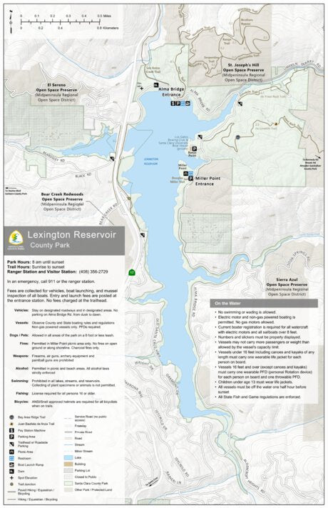 Lexington Reservoir County Park Guide Map Preview 1