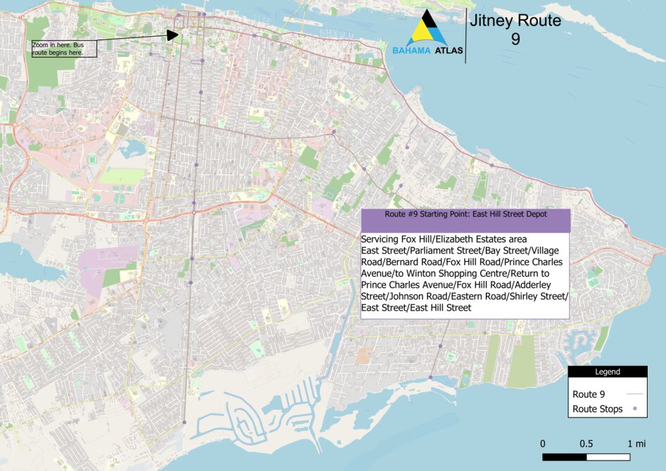 New Providence, Bahamas - Bus Route 9 Map by Bahama Atlas | Avenza Maps