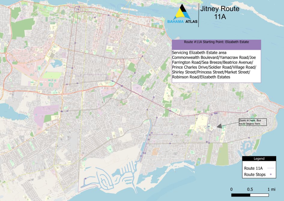 New Providence, Bahamas - Bus Route 11A Map by Bahama Atlas | Avenza Maps