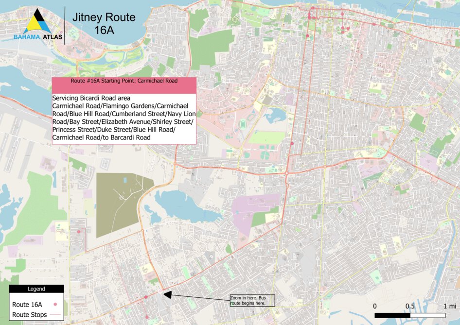 New Providence, Bahamas - Bus Route 16A Map by Bahama Atlas | Avenza Maps