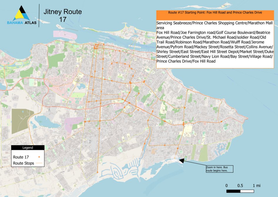 New Providence, Bahamas - Bus Route 17 Map by Bahama Atlas | Avenza Maps