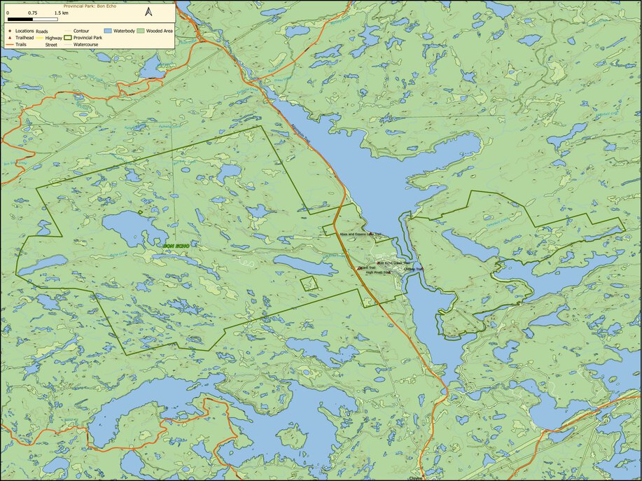 Ontario Provincial Park: Bon Echo Map by Xavier Maps | Avenza Maps