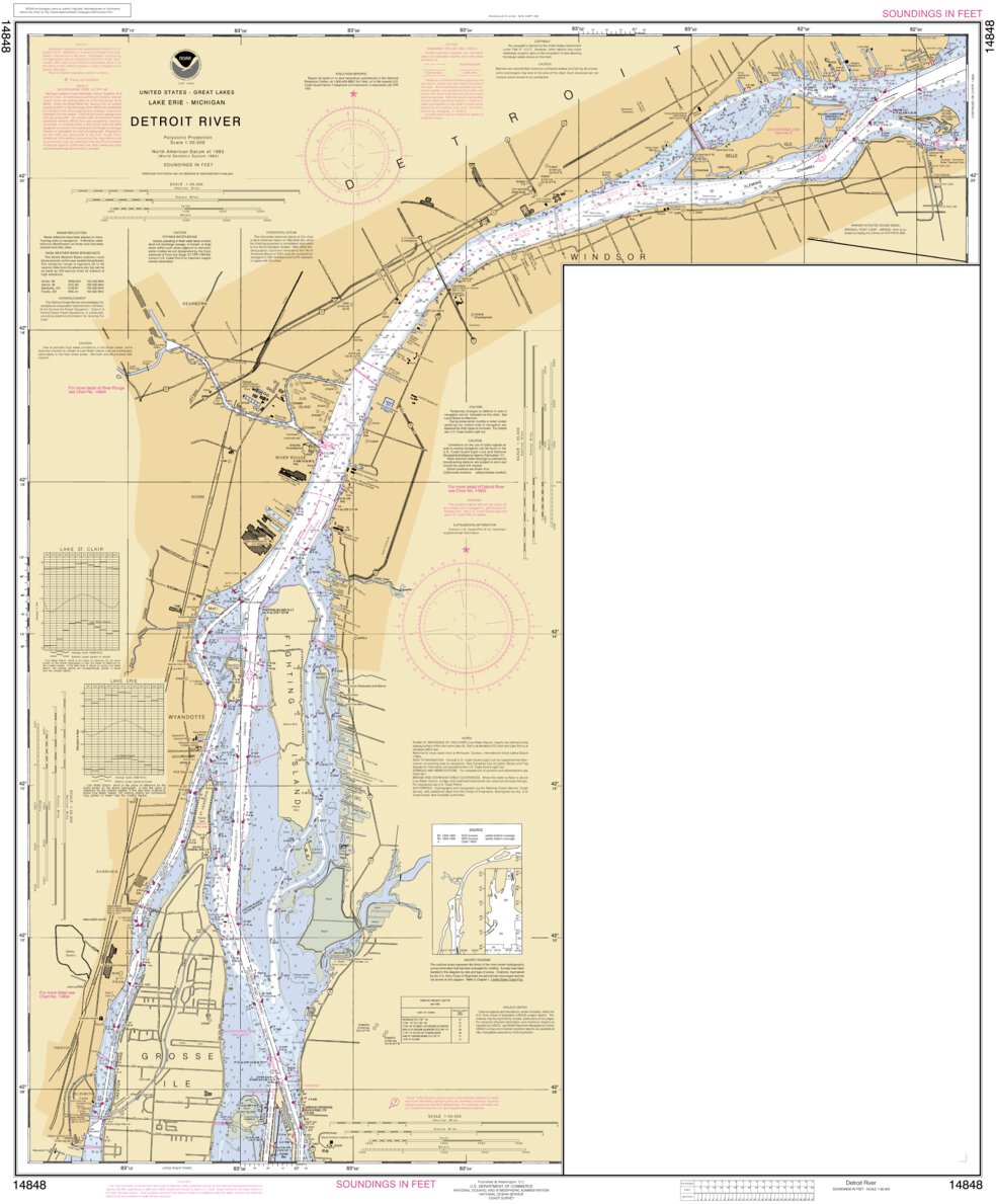 Detroit River Michigan Map by National Oceanographic & Atmospheric ...
