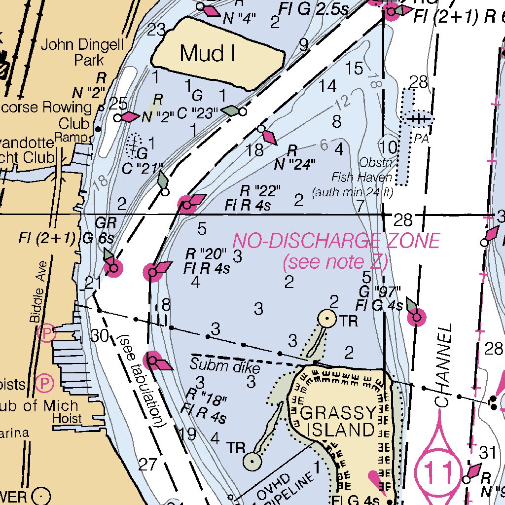 Detroit River Michigan Map by National Oceanographic & Atmospheric ...