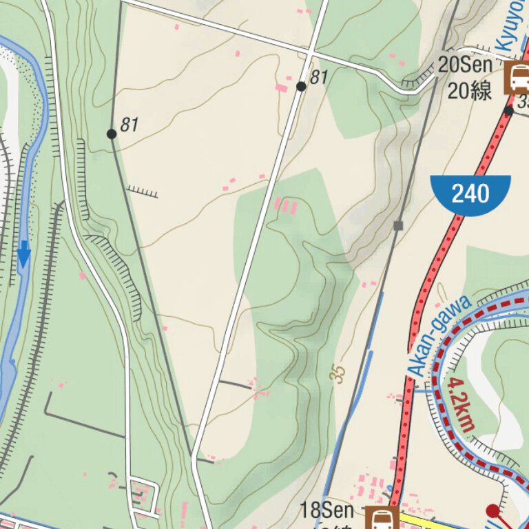 Akan-gawa Paddling (Ohata to Akangawa-bashi, Hokkaido, Japan) Map by ...