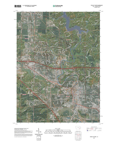 Iowa City West, Iowa, 1:24000 scale satelite topographical map Preview 1