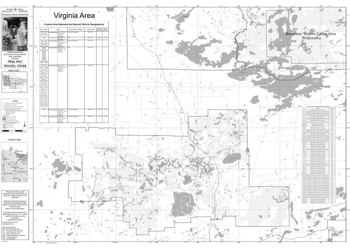 Superior NF MVUM - Virginia Area Map by US Forest Service R9 | Avenza Maps
