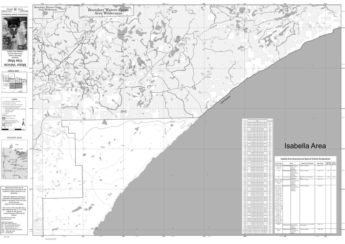 Superior NF MVUM - Isabella Area Map by US Forest Service R9 | Avenza Maps