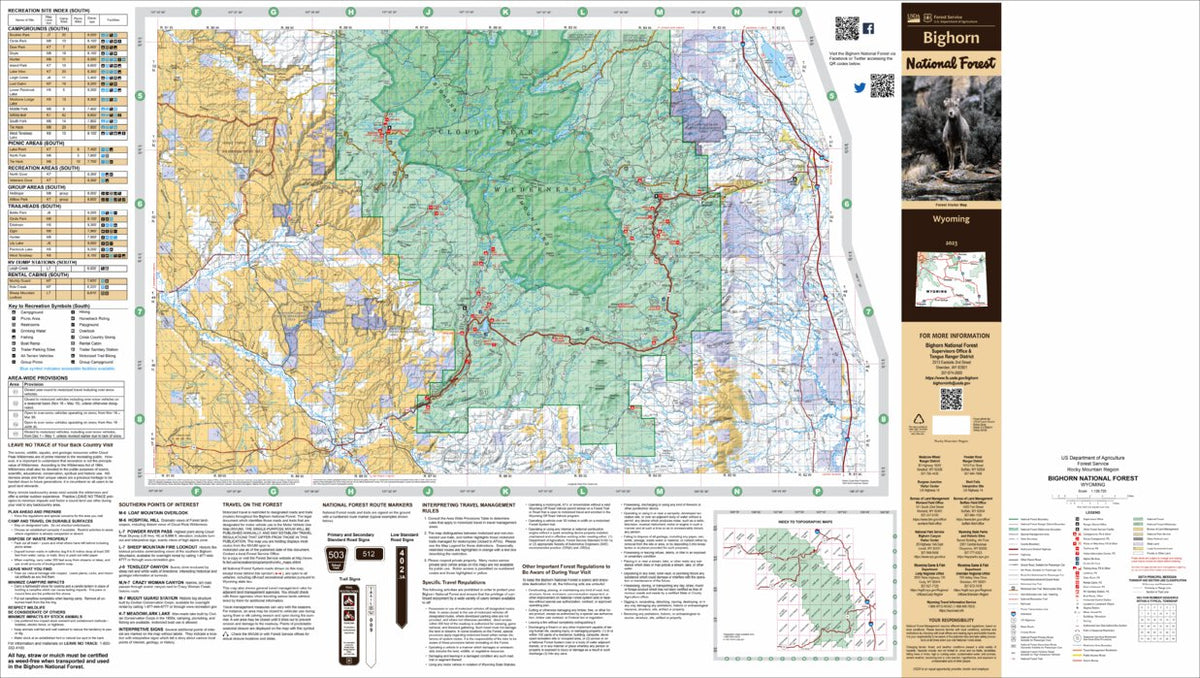 Bighorn National Forest Visitor Map (South Half) by US Forest Service ...